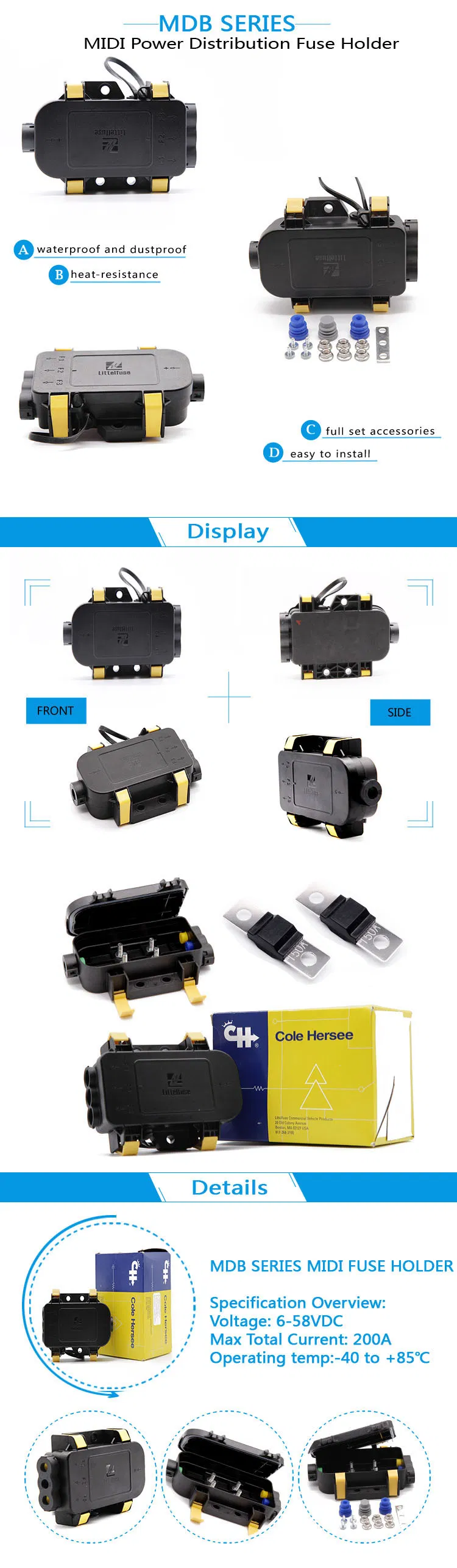 04980933. X Littelfuse Mdb Series Power Distribution Box 2 or 3 Ans MIDI Fuseholder Fuses Holder