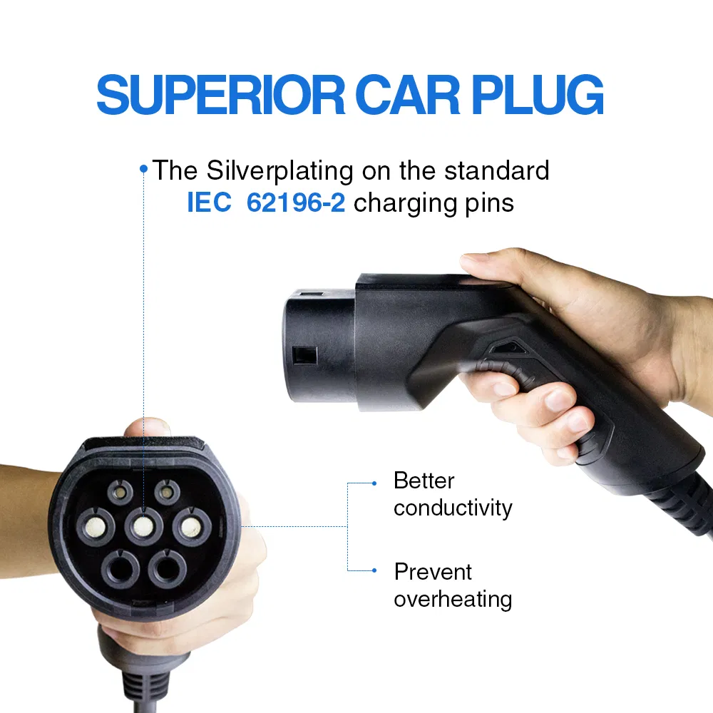 16A Portable Charger Box for Electric Vehicle Charging with Type 2 Schuko Outlet Standard