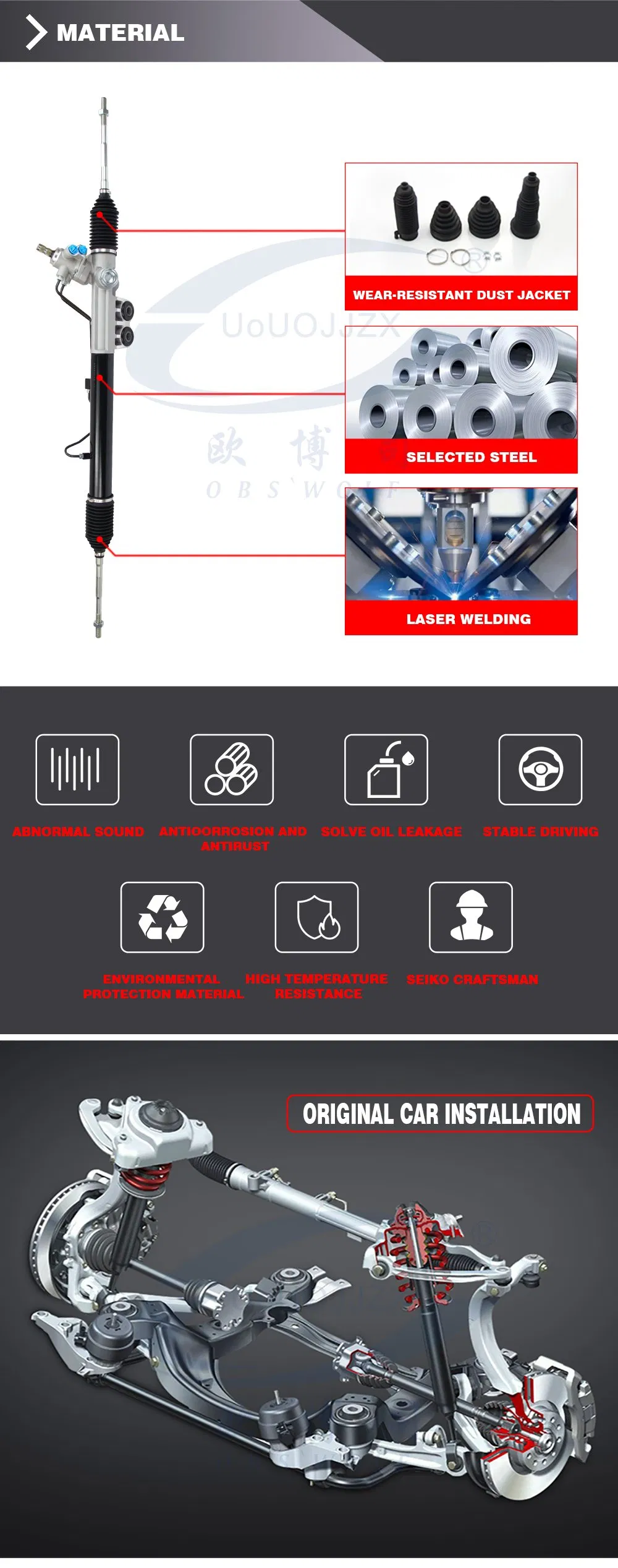 Auto Power Steering Rack Pinion Assy Steering Gear Box for Mitsubishi Delica L400 Pd3w Pd6w Pd8w Rhd 4WD MB951488