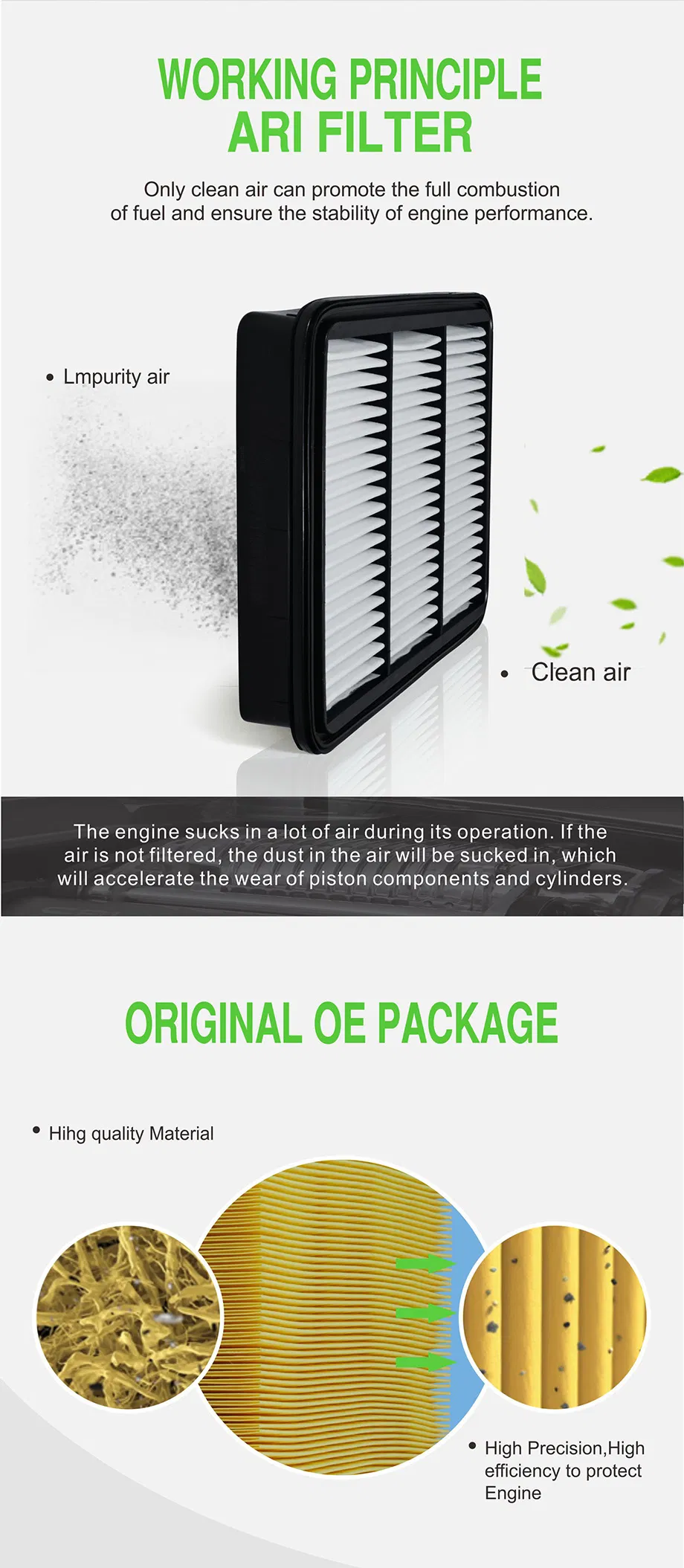 Car OE 1K01296200 3c0129620A Air Filter for Audi for Skoda