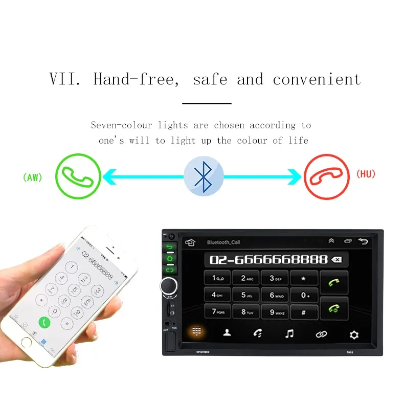 Jyt Factory Wholesale 7169 Subwoofer Full Intelligent 2DIN7 Inch Full Touch Screen Capacitive Screen Car Radio Car Audio and Video Car Player