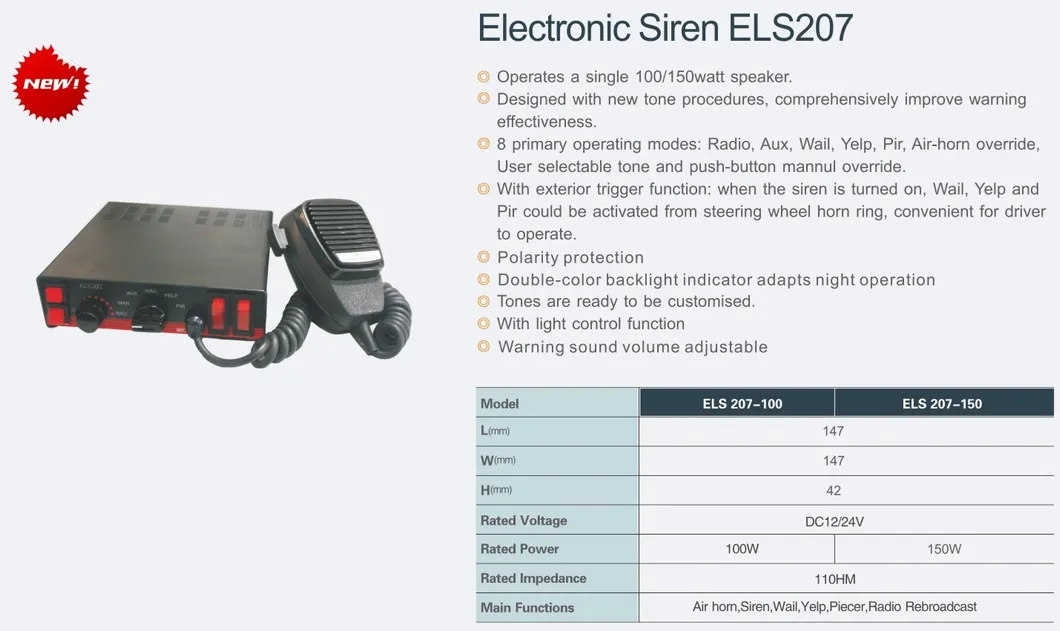 Senken Outdoor Fire Alarm 100W/200W Siren with Microphone 100W Siren for Ambulance Truck Emergency