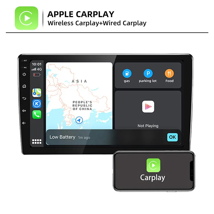 Top 9inch RAM 4GB ROM 64GB Resolution 1024*600 Android Auto Bt WiFi Carplay