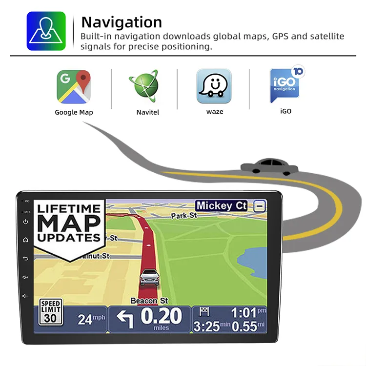 Top 9inch RAM 4GB ROM 64GB Resolution 1024*600 Android Auto Bt WiFi Carplay