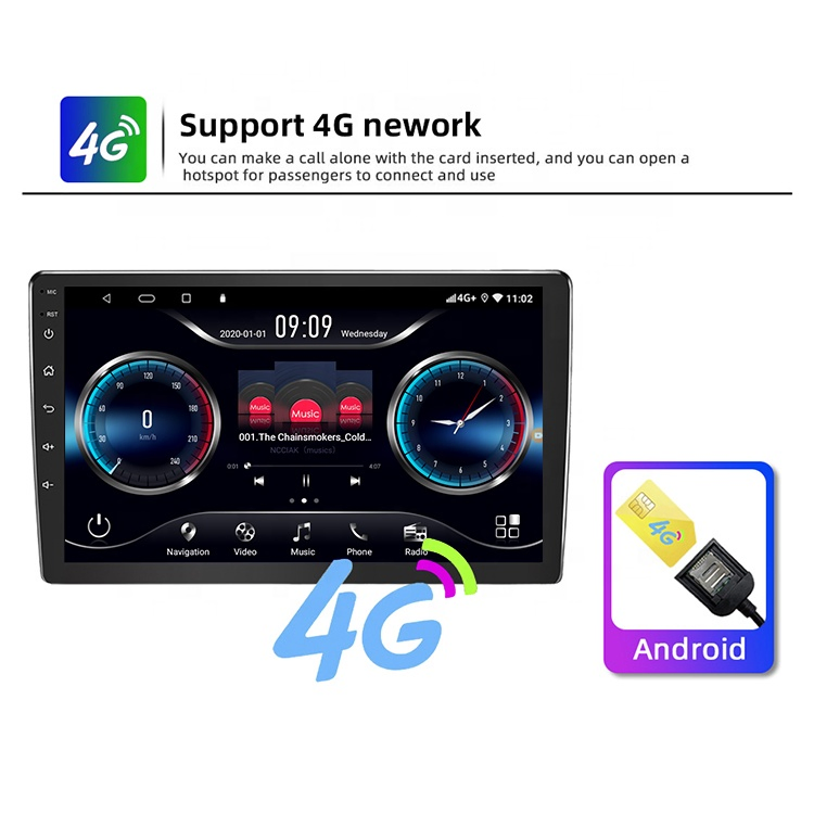 Top 9inch RAM 4GB ROM 64GB Resolution 1024 *600 Android Auto Bt WiFi Carplay