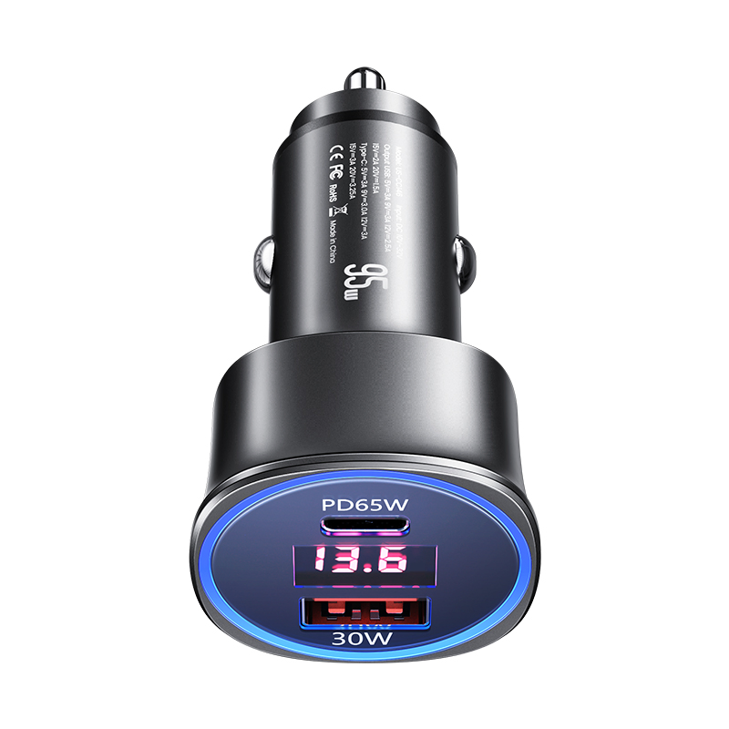 Usams Cc146 Portable Car Fast Charger 95W Cell Charger Car Adapter 2 Port Laptop Car Charger Adapter with Digital Display