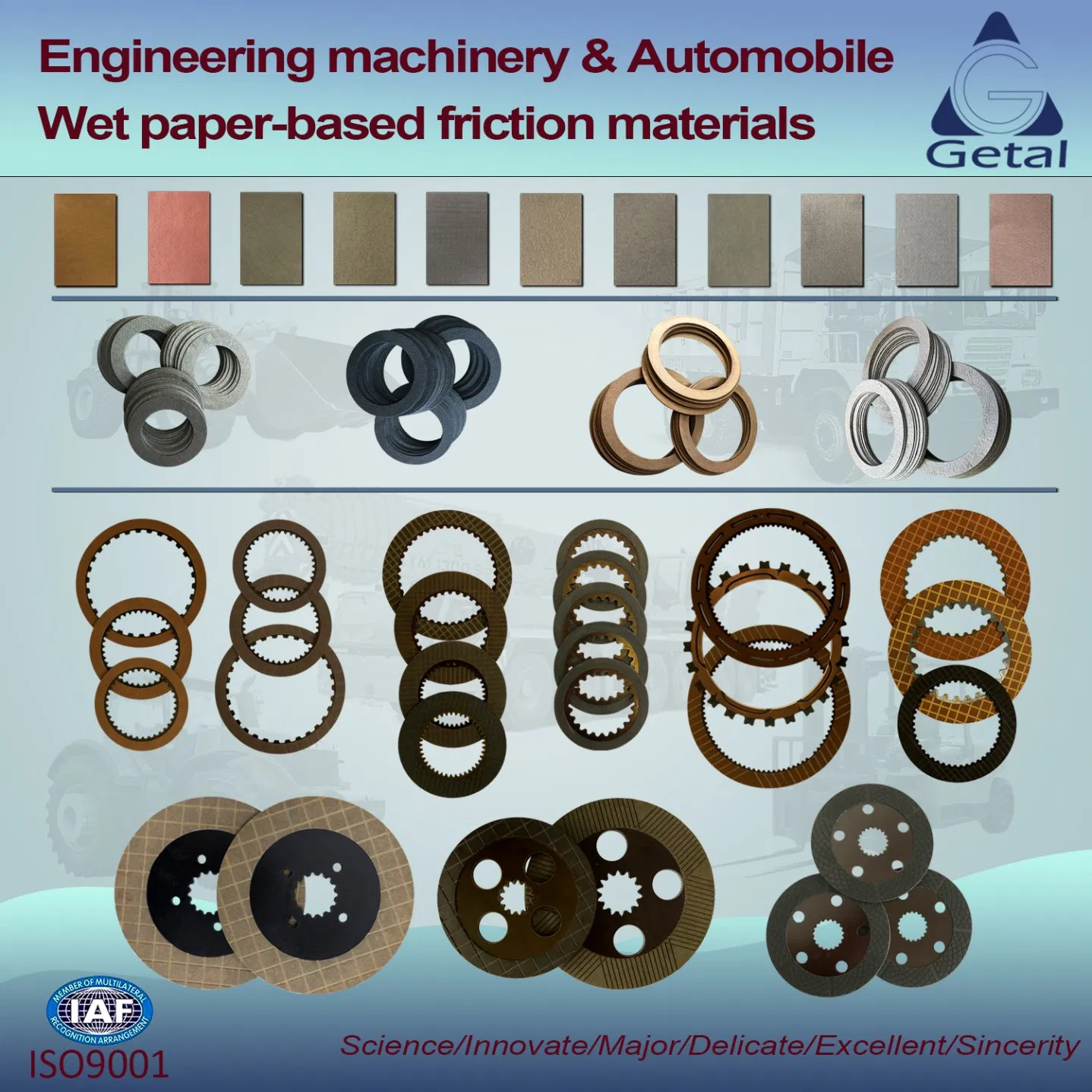 Wet Friction Materials Paper in Green for Engineering Machine Wet Clutch & Brake