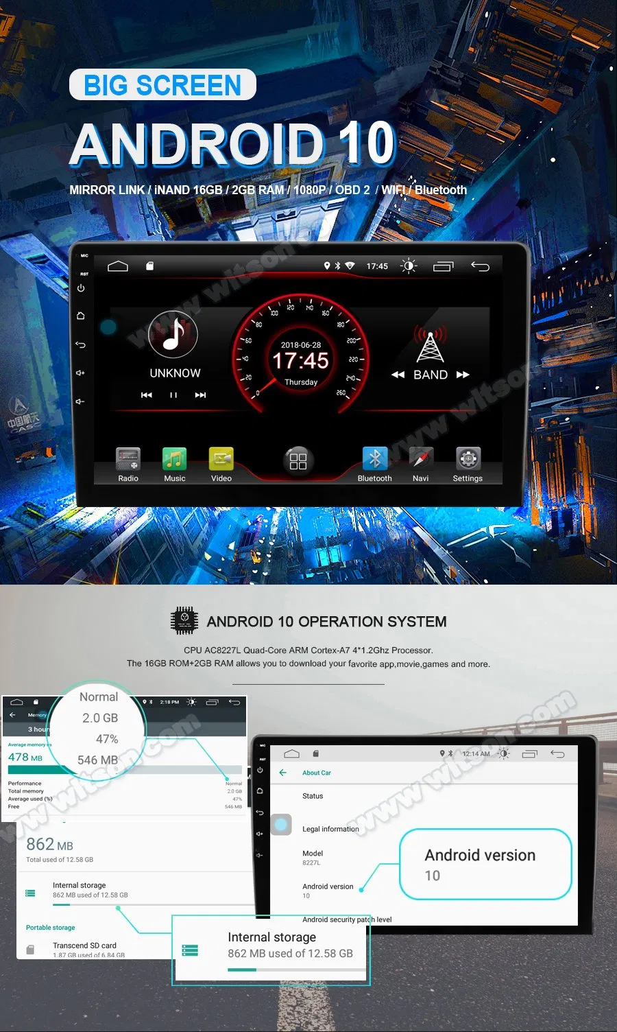 Witson Android 10 Car DVD Player GPS Navigation for Chevrolet Epica 2007-2012